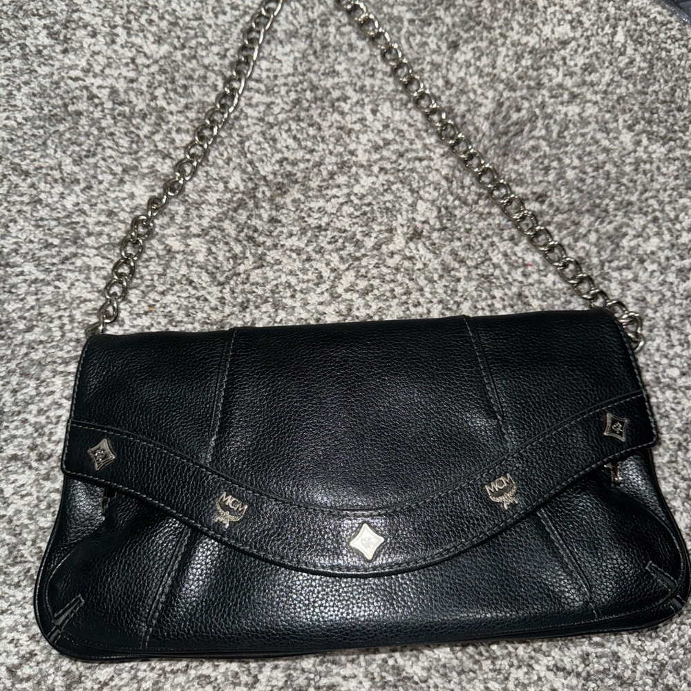 MCM Black Leather Chain Shoulder Bag